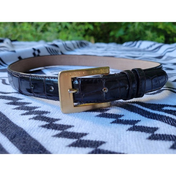 Perry Ellis Authentic Crocodile Italia Leather Belt Size Small. Burgundy Brown. - Picture 5 of 8